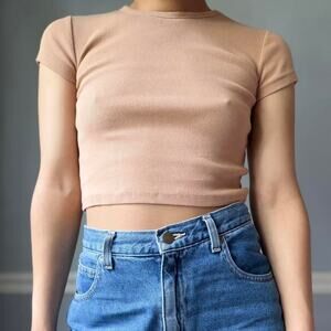 Anthropologie nude brown ribbed baby tee